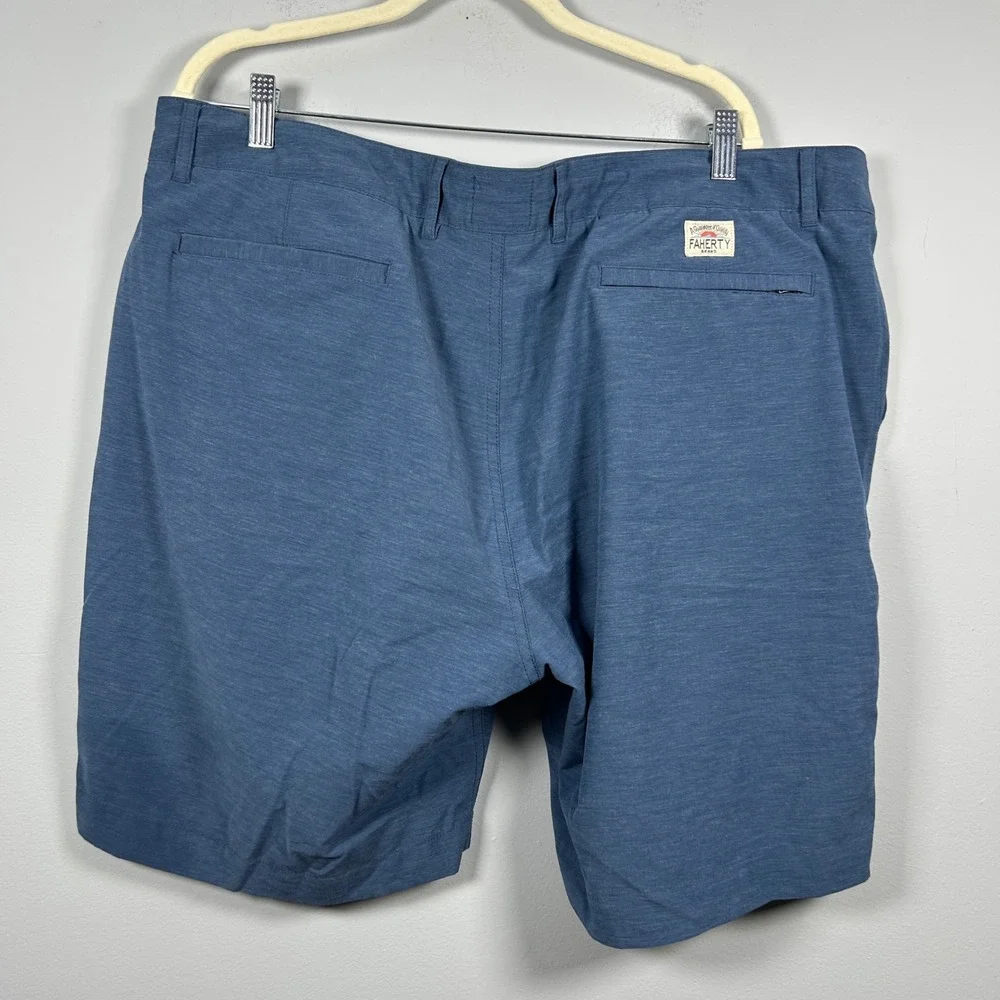Faherty All Day Shorts Mens 42 Blue Heathered Stretch Performance Golf 9